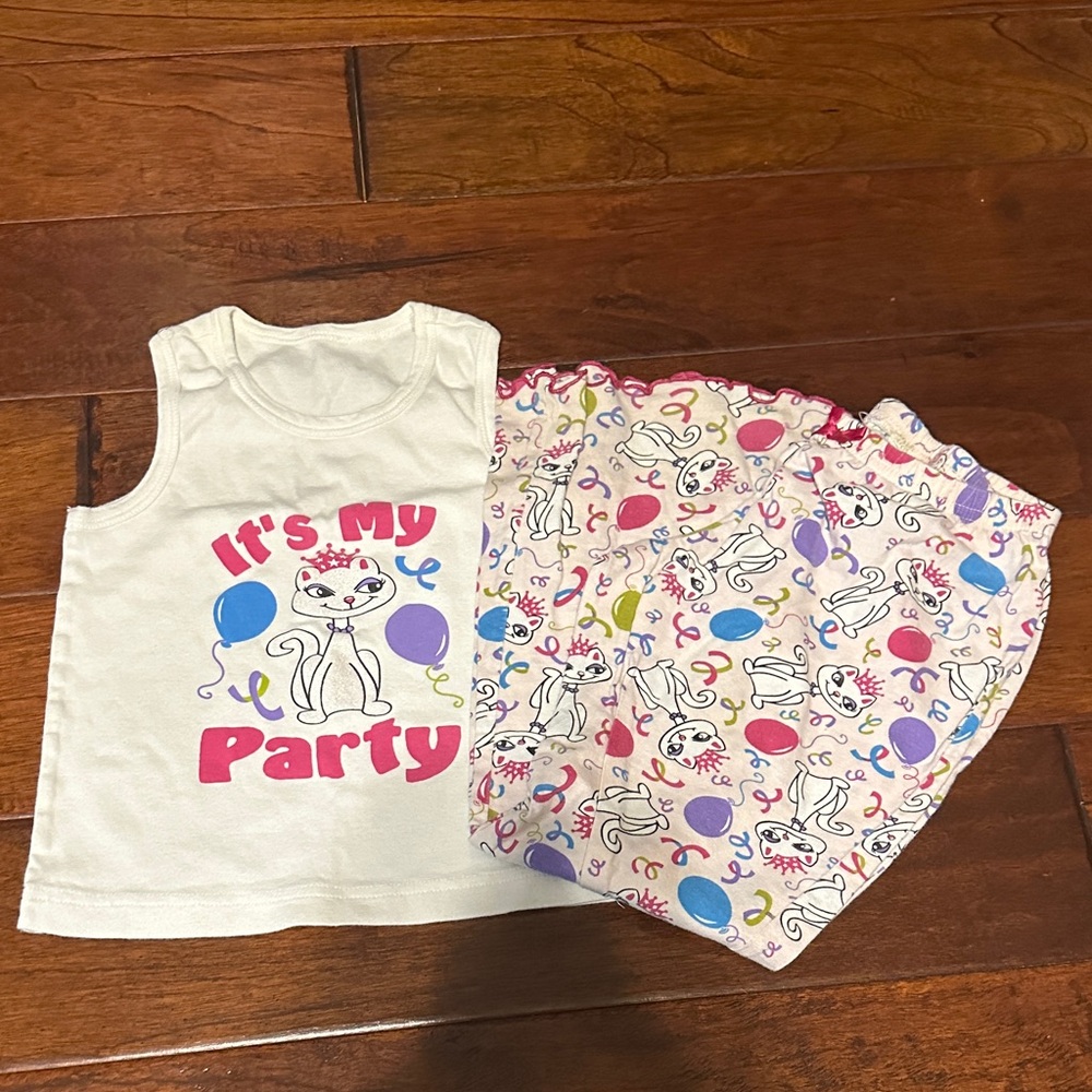 Kids' White Party Tank and Pants PJ Set